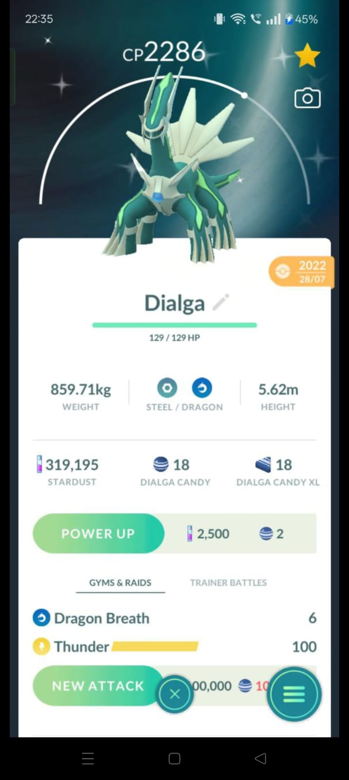Pokémon GO Dialga Shiney