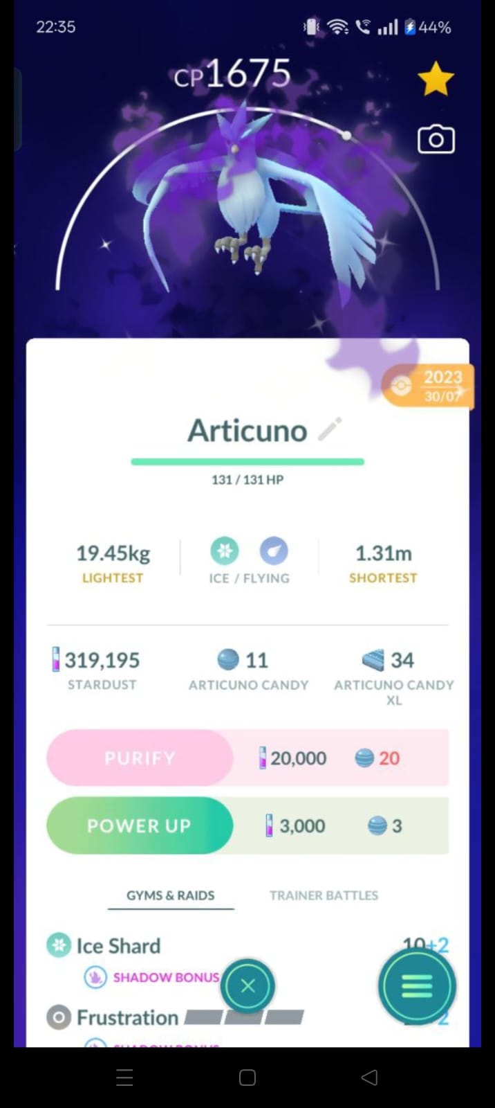 Pokémon GO Shadow Articuno